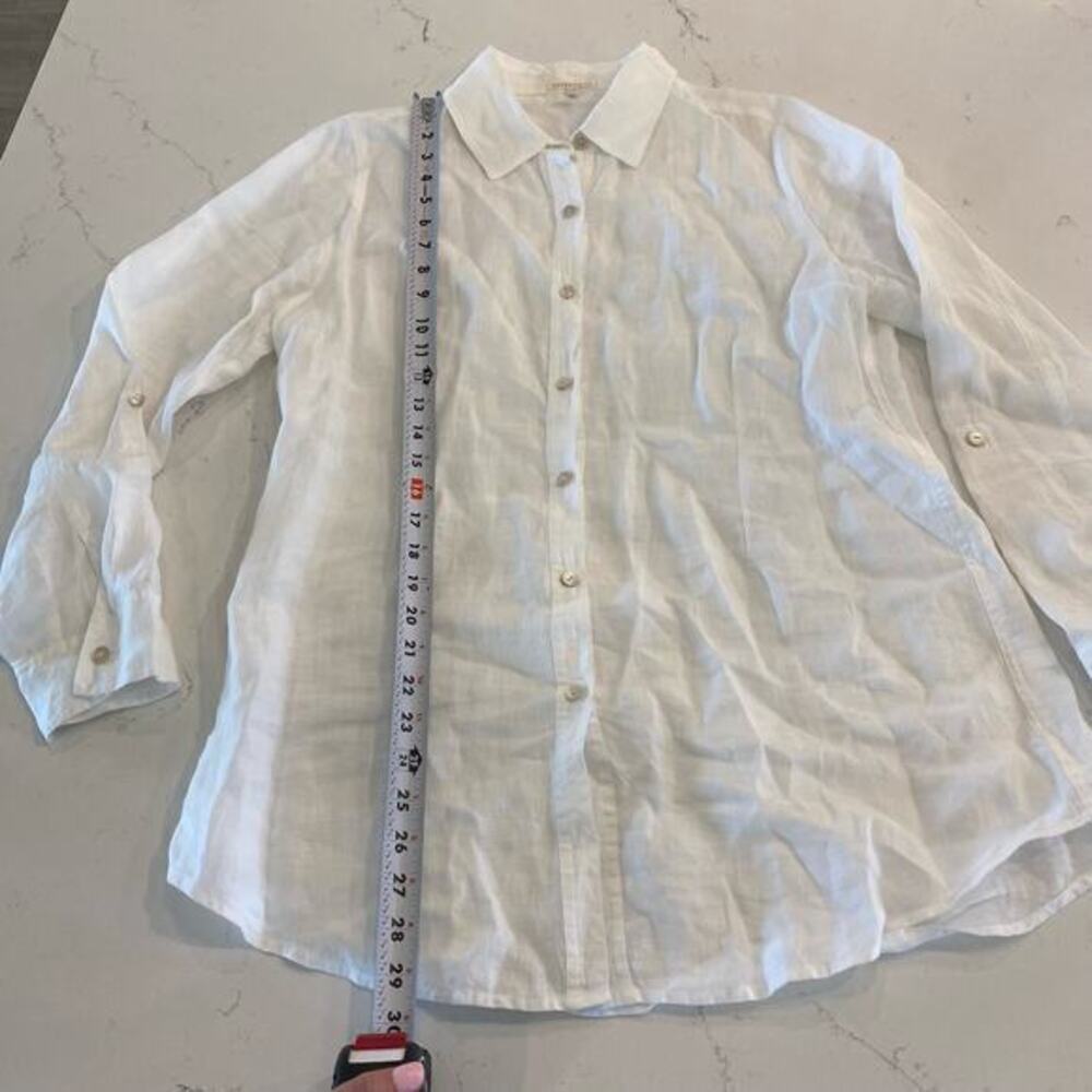 Eileen Fisher 100% Irish‎ Linen Button Up Top Tunic Size Medium - Picture 6 of 11